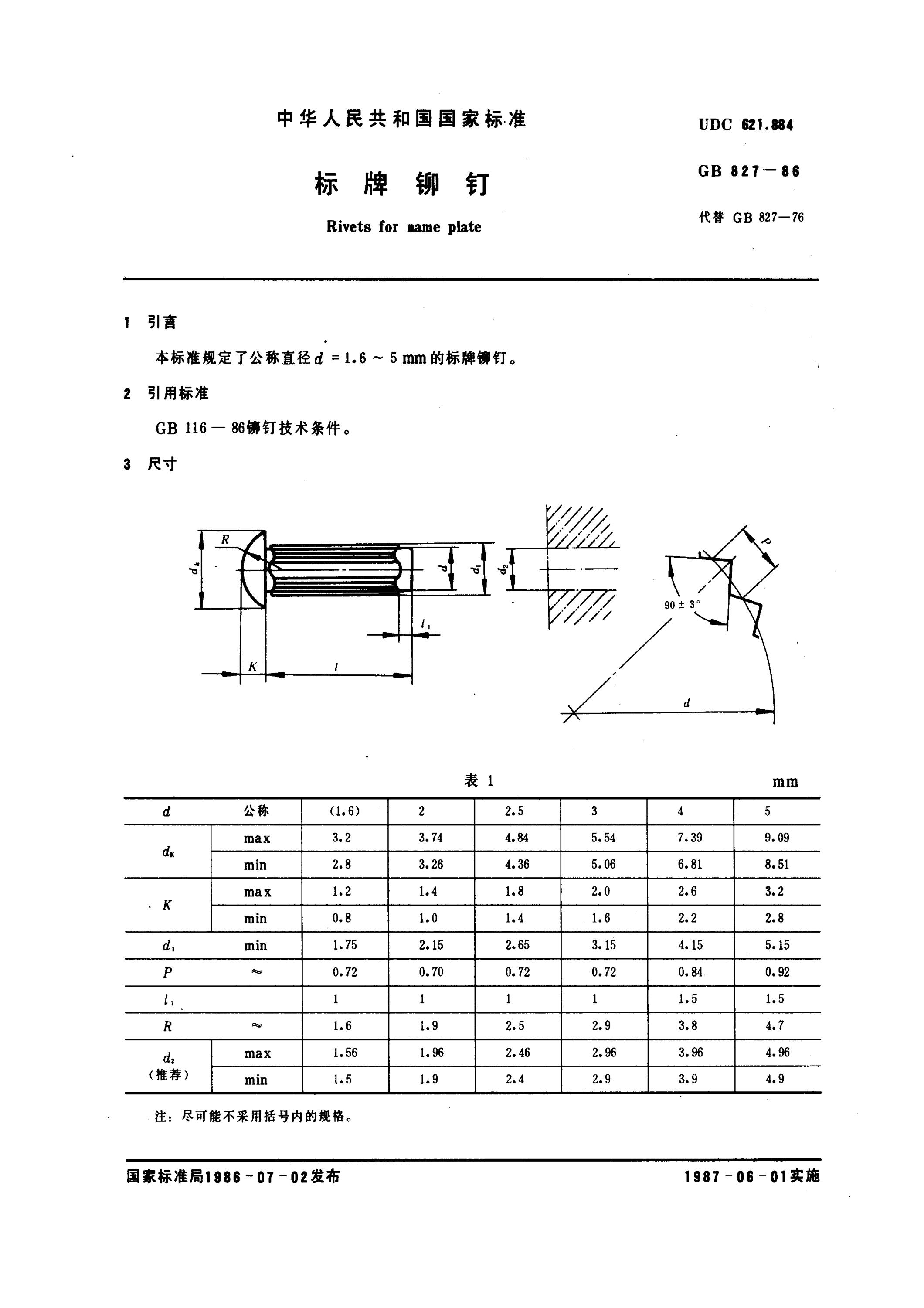 GB 827-1986 标牌铆钉资源截图