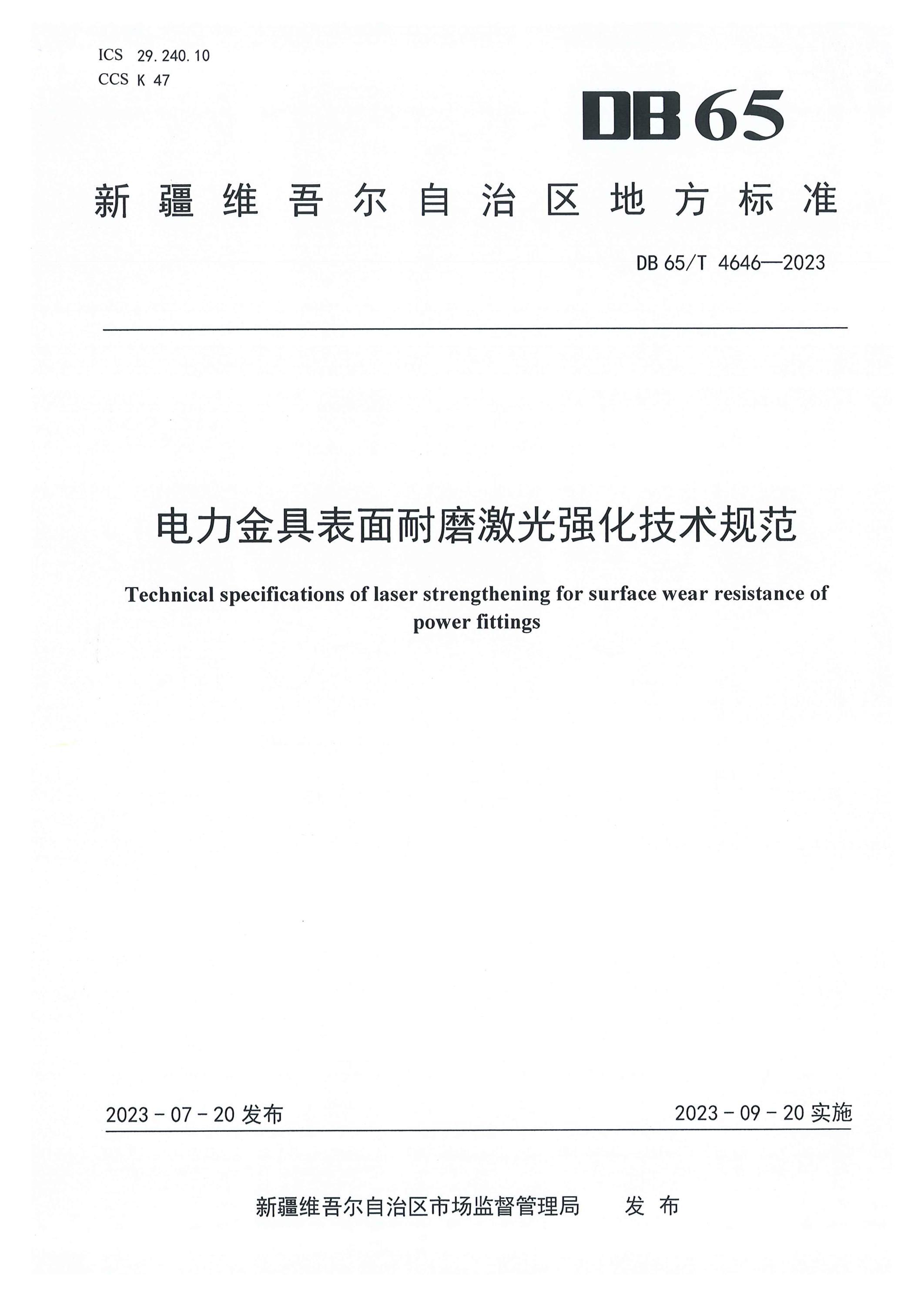 DB65/T 4646-2023 电力金具表面耐磨激光强化技术规范资源截图