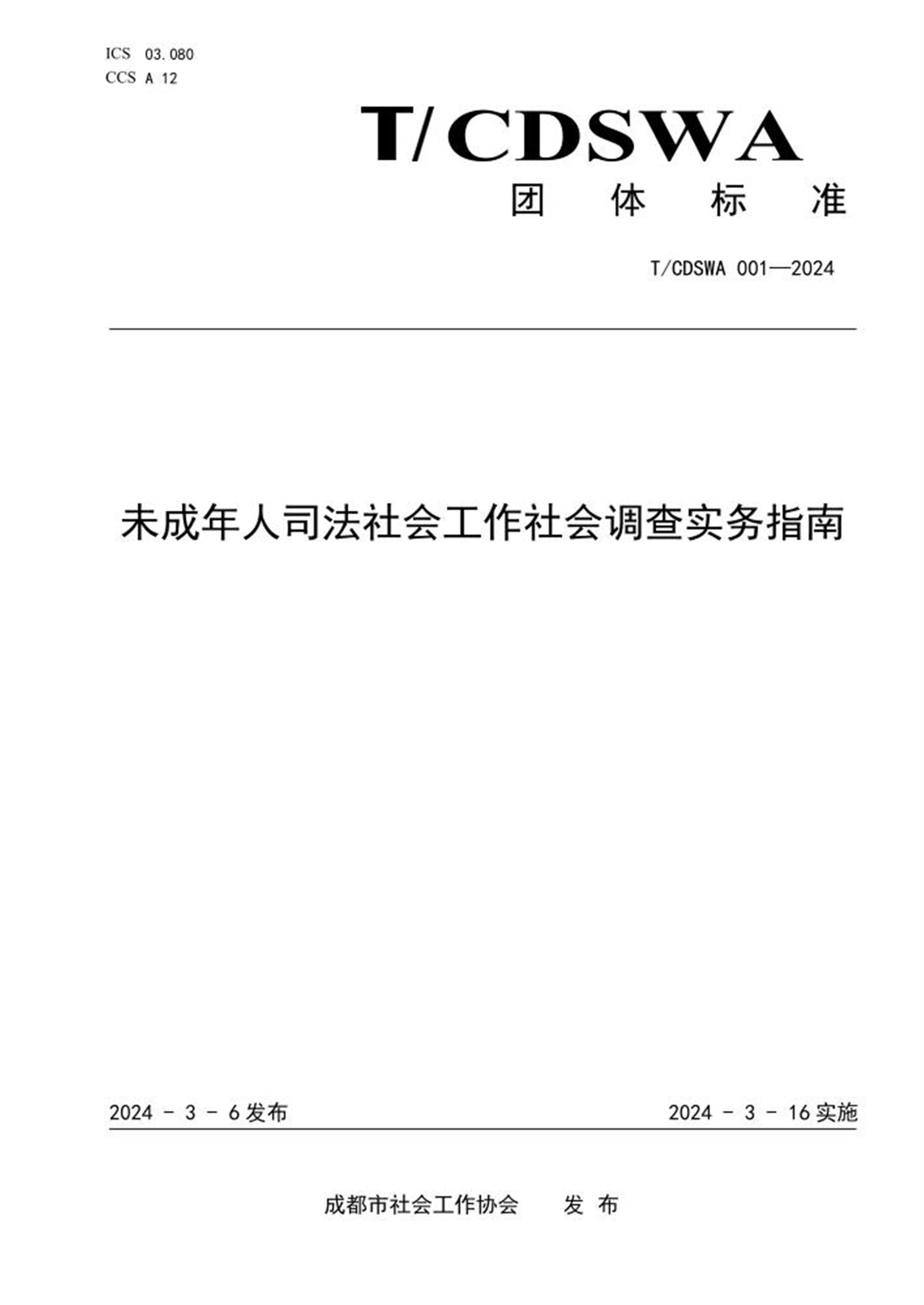 T/CDSWA 001-2024 未成年人司法社会工作社会调查实务指南资源截图