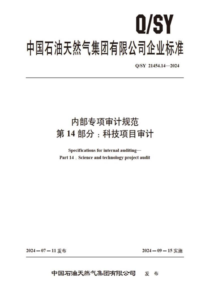 Q/SY 21454.14-2024 内部专项审计规范 第14部分：科技项目审计资源截图