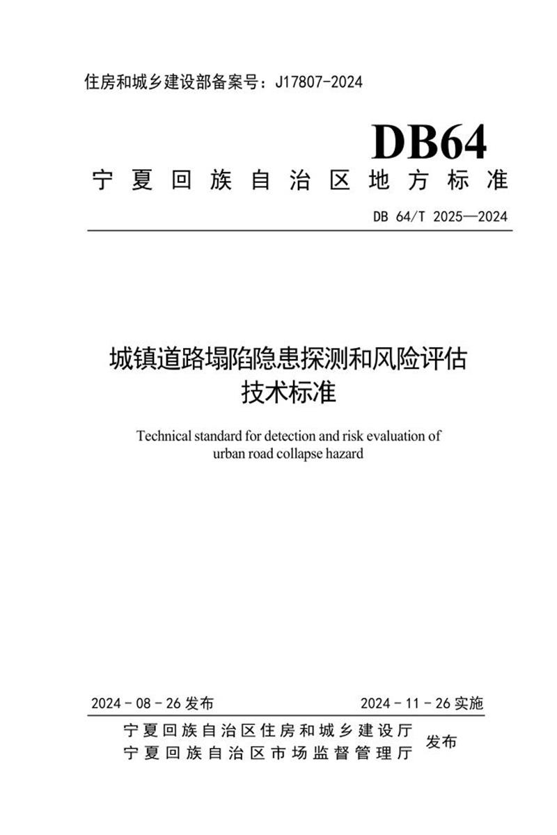 DB64/T 2025-2024 城镇道路塌陷隐患探测和风险评估技术标准资源截图