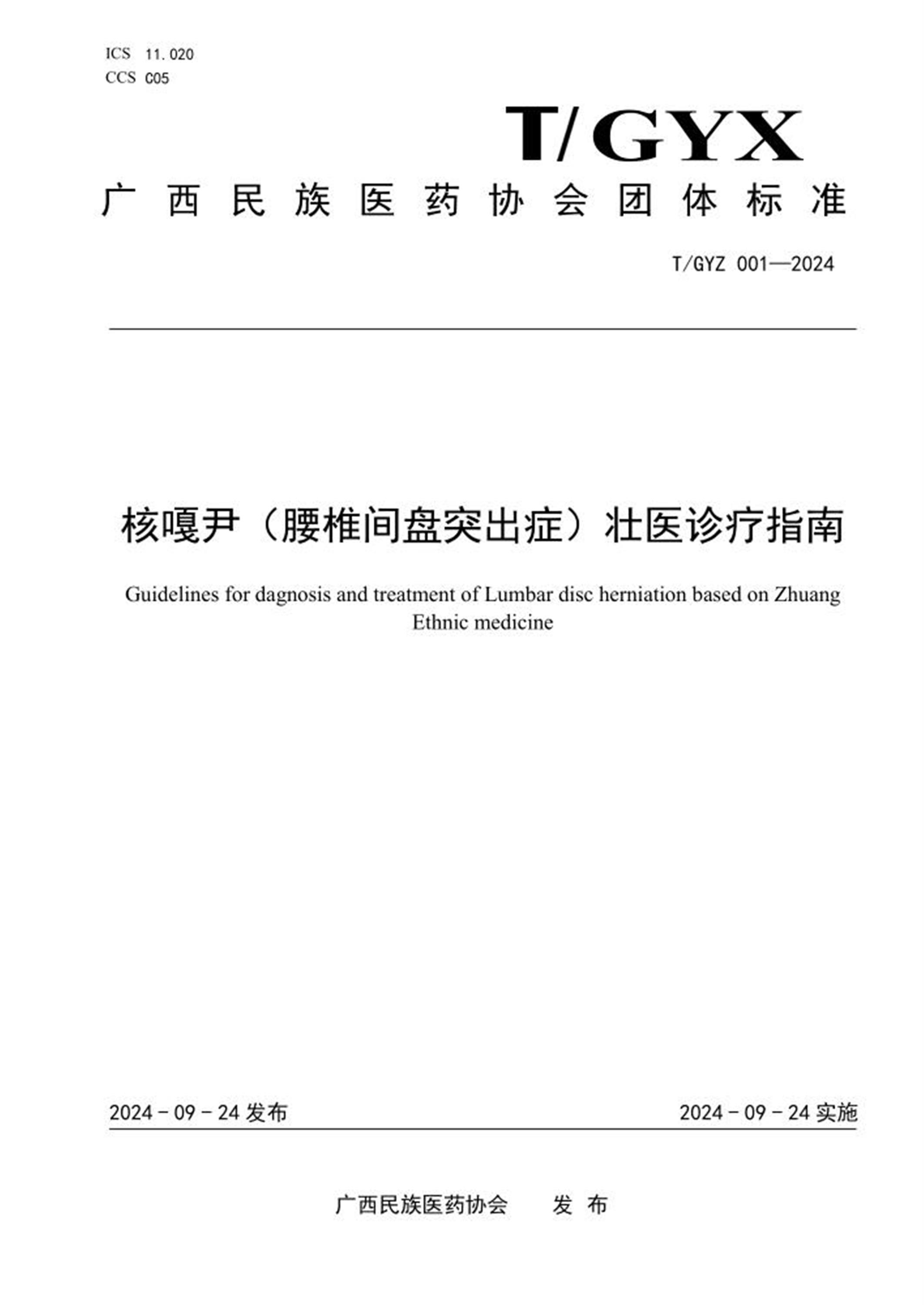 T/GYZ 001-2024 核嘎尹（腰椎间盘突出症）壮医诊疗指南资源截图