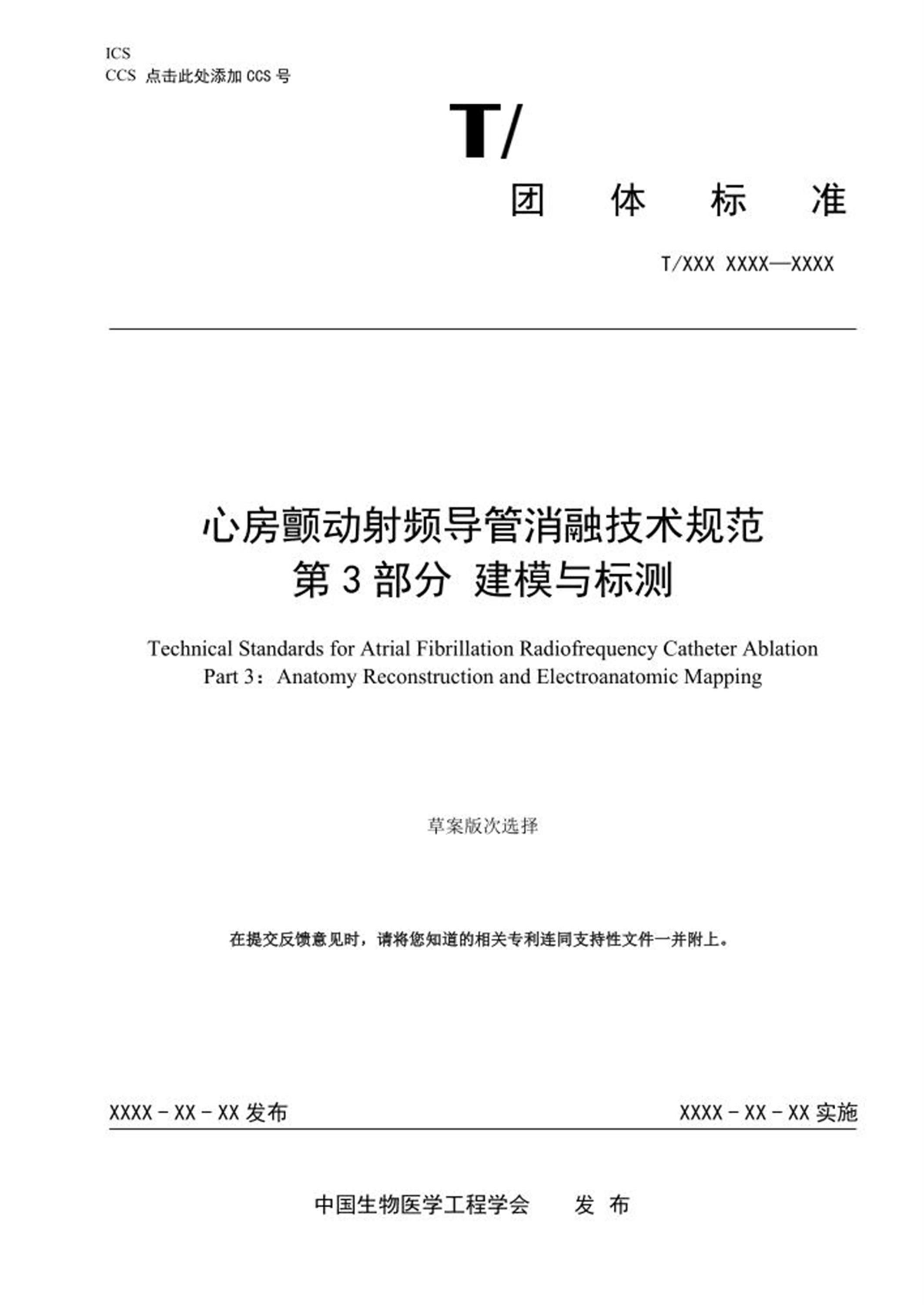 T/CSBME 080.3-2024 心房颤动射频导管消融技术规范 第3部分：建模与标测 标准封面
