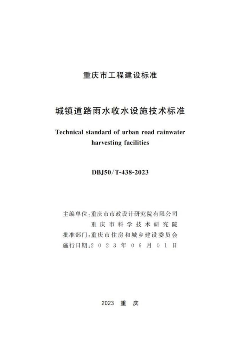 DBJ50/T-438-2023 城镇道路雨水收水设施技术标准资源截图
