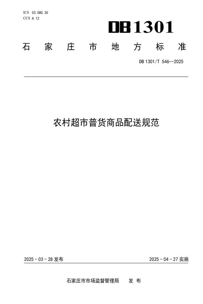 DB1301/T 546-2025 农村超市普货商品配送规范资源截图