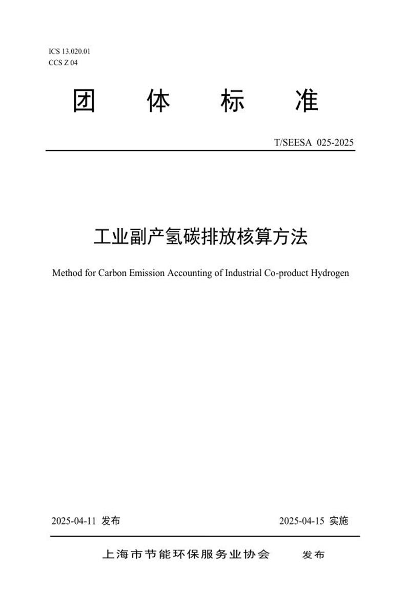 T/SEESA 025-2025 工业副产氢碳排放核算方法资源截图