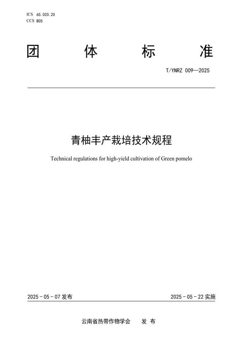 T/YNRZ 009-2025 青柚丰产栽培技术规程资源截图