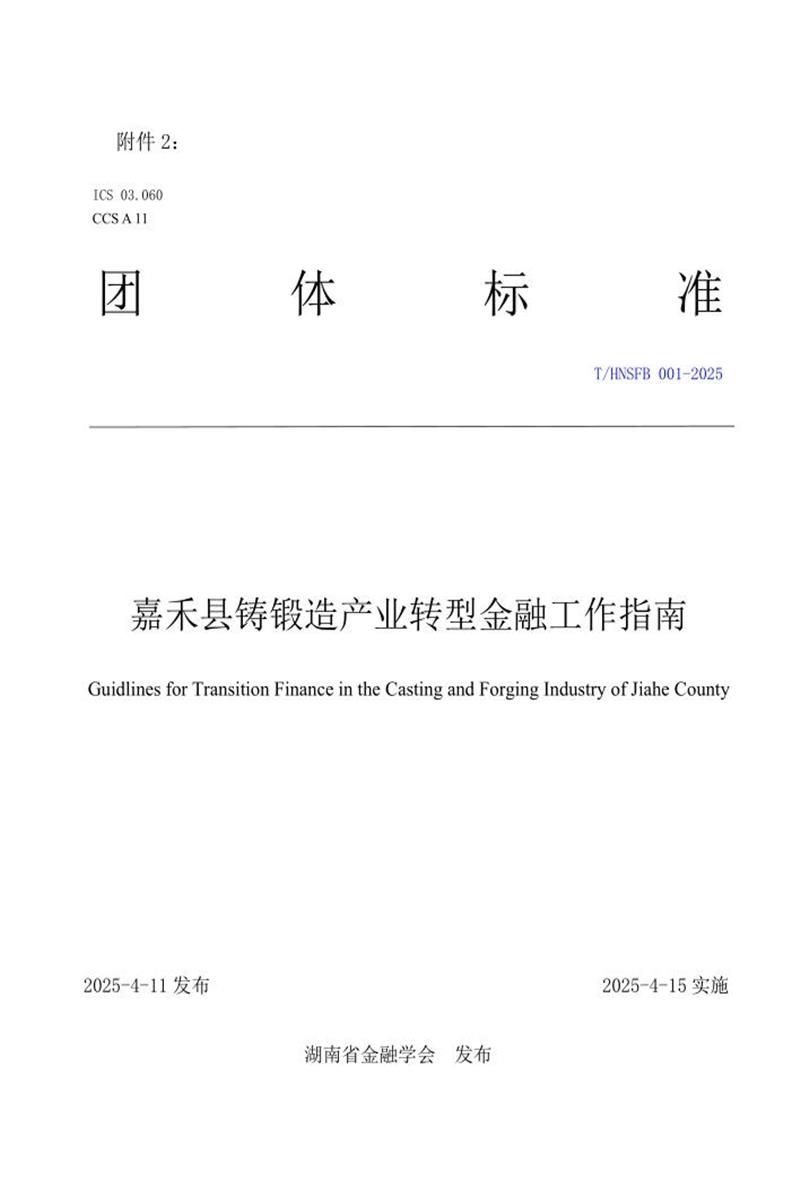T/HNSFB 001-2025 嘉禾县铸锻造产业转型金融工作指南资源截图