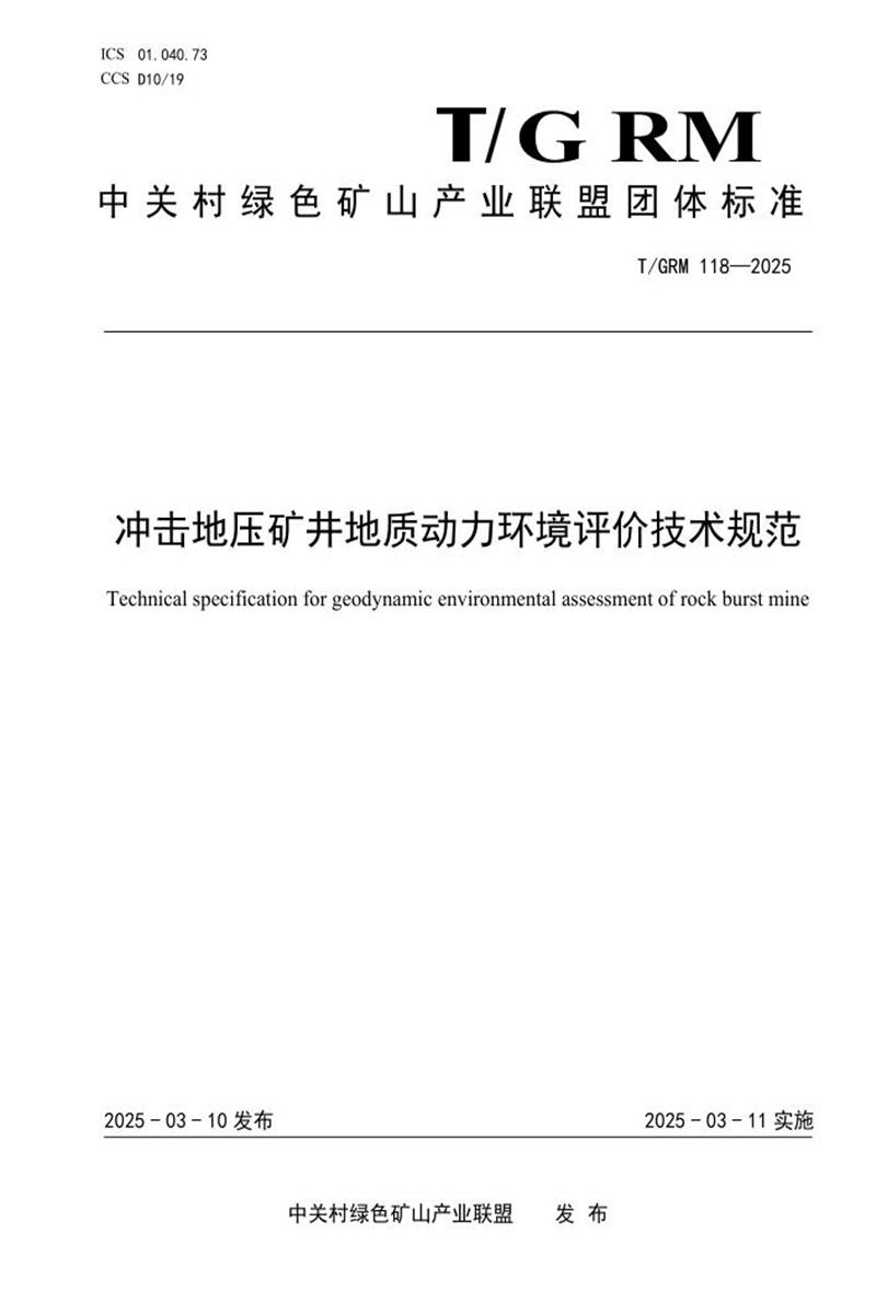 T/GRM 118-2025 冲击地压矿井地质动力环境评价技术规范资源截图