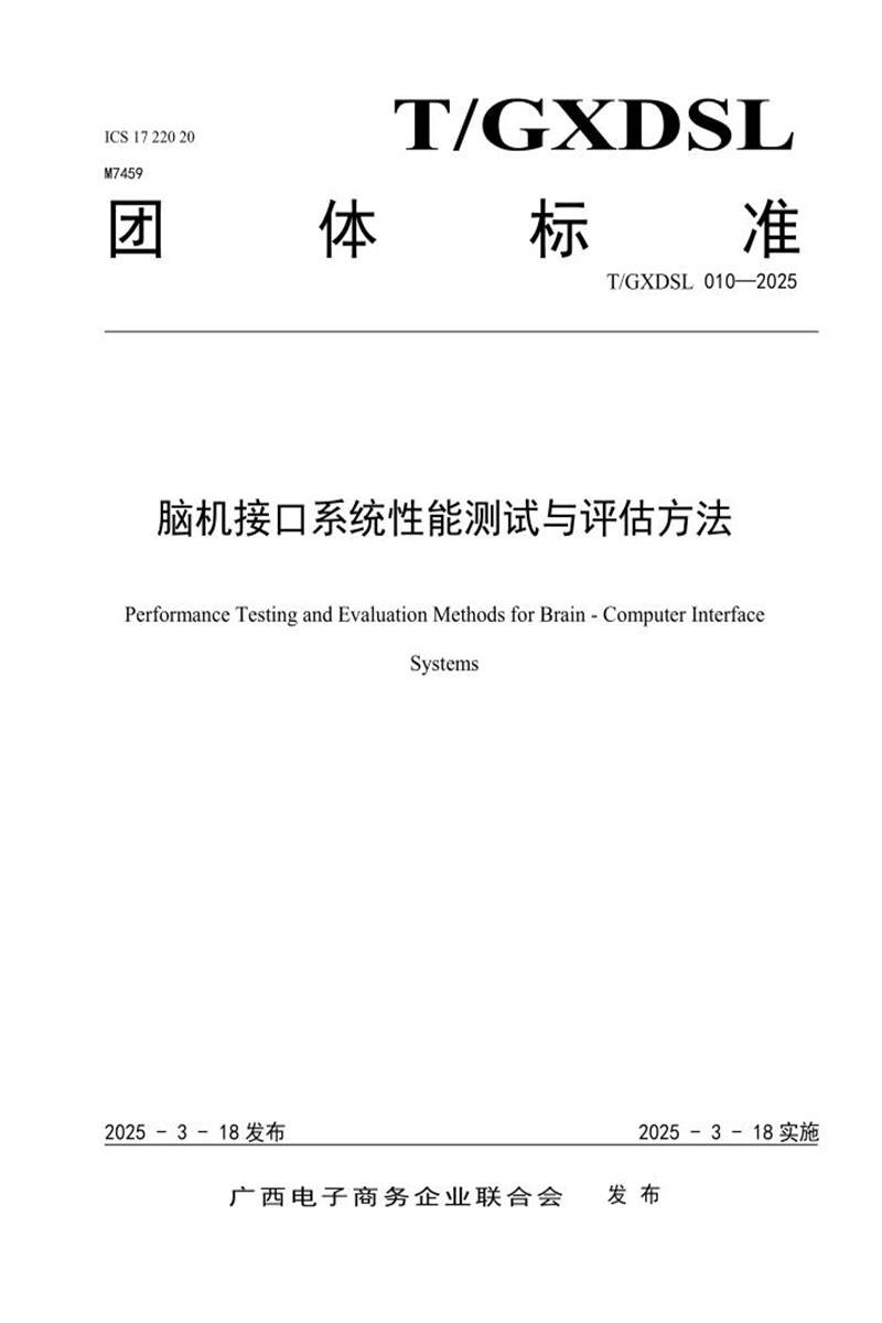 T/GXDSL 010-2025 脑机接口系统性能测试与评估方法资源截图
