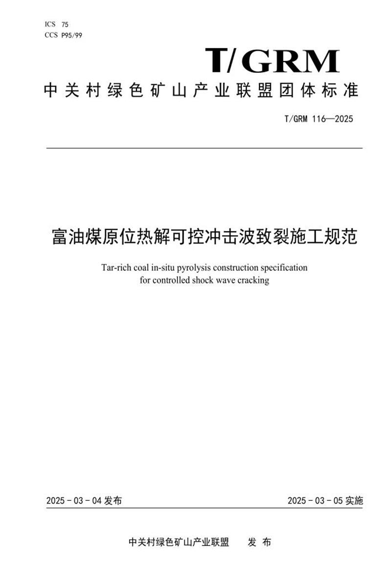 T/GRM 116-2025 富油煤原位热解可控冲击波致裂施工规范资源截图