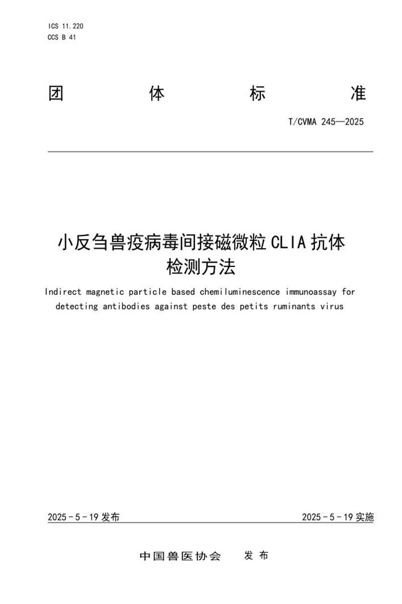T/CVMA 245-2025 写刍兽疫病毒间接磁微粒CLIA抗体 检测方法资源截图