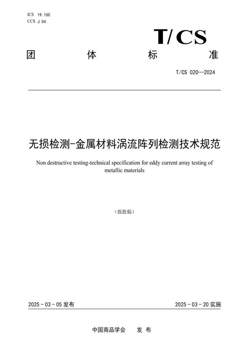 T/CS 020-2024 无损检测-金属材料涡流阵列检测技术规范资源截图