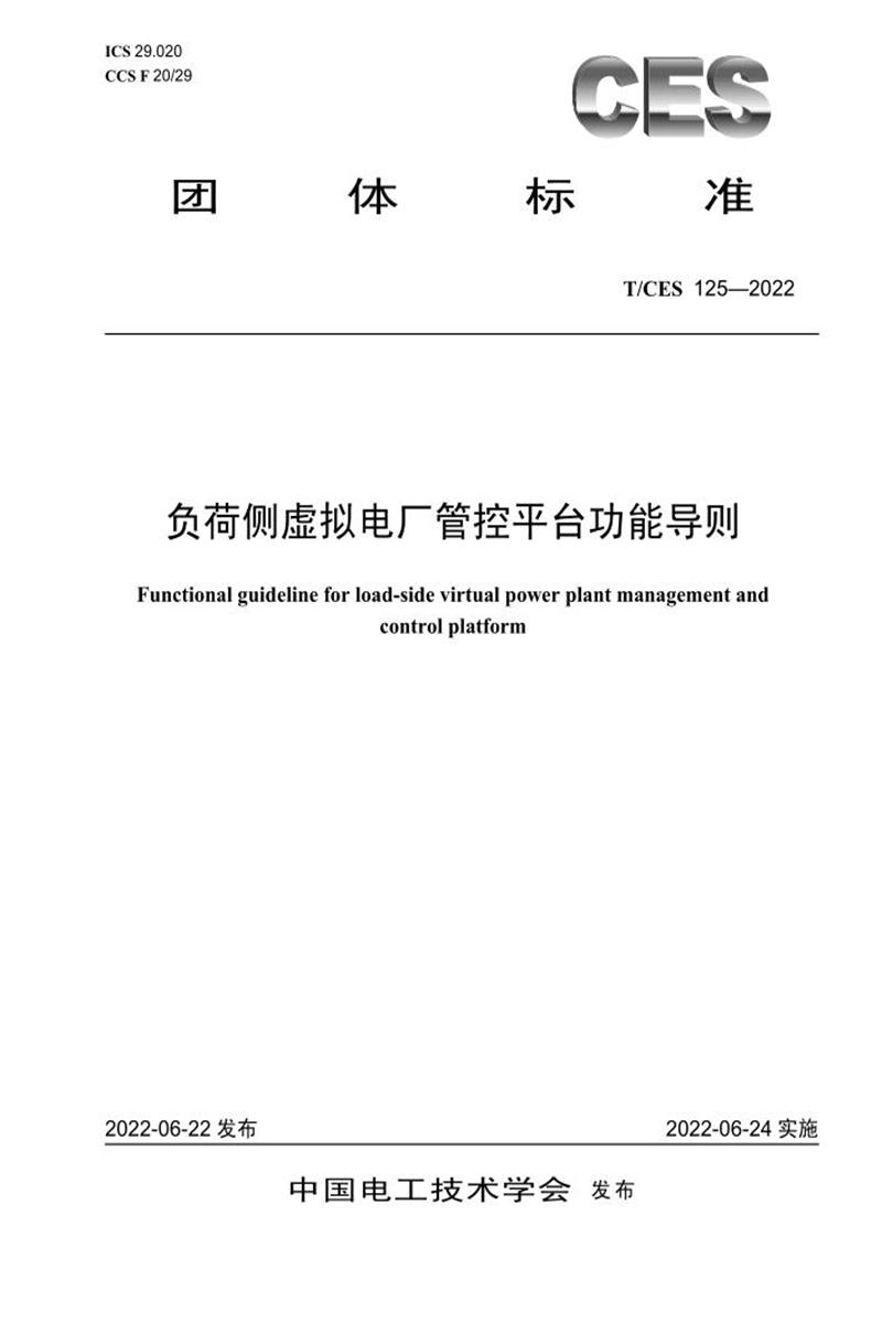 T/CES 125-2022 负荷侧虚拟电厂管控平台功能导则资源截图
