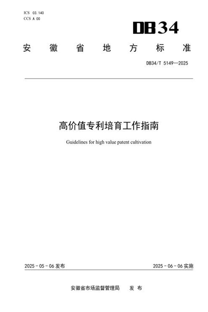 DB34/T 5149-2025 高价值专利培育工作指南资源截图