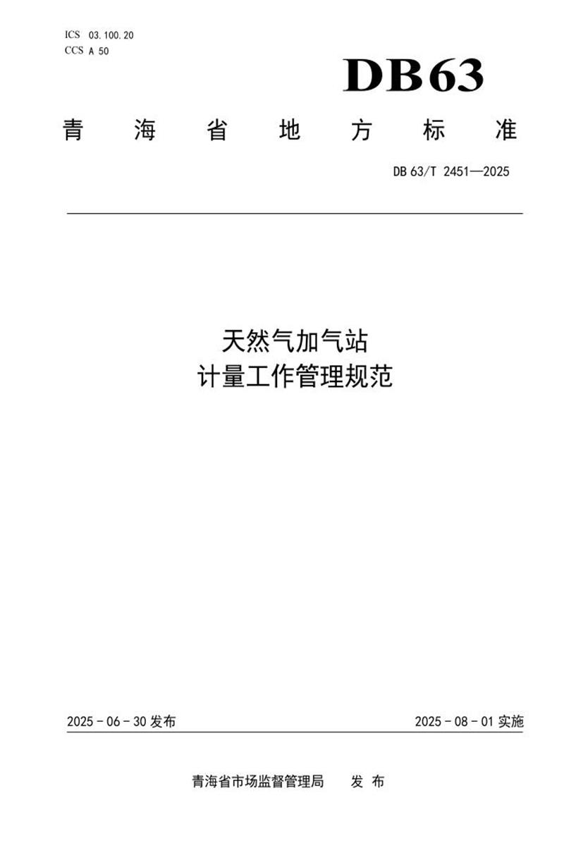 DB63/T 2451-2025 天然气加气站计量工作管理规范资源截图