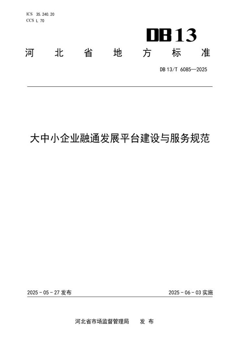 DB13/T 6085-2025 大中小企业融通发展平台建设与服务规范资源截图