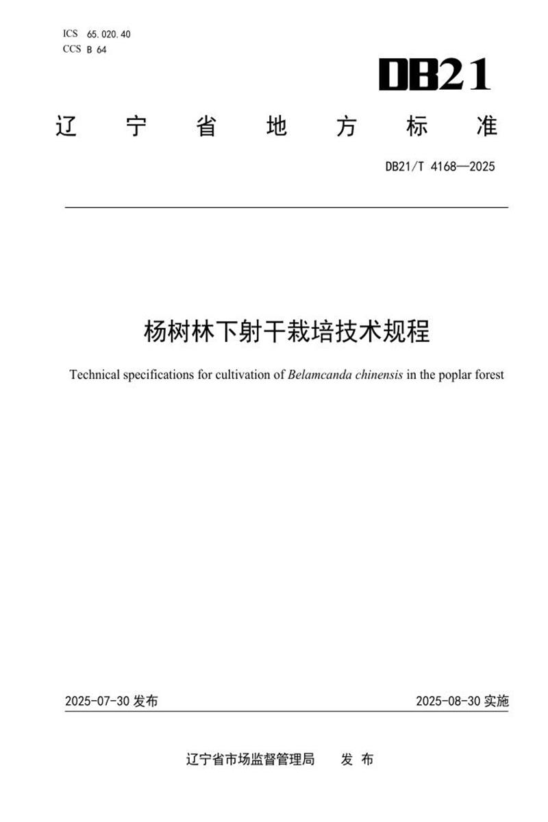 DB21/T 4168-2025 杨树林下射干栽培技术规程资源截图