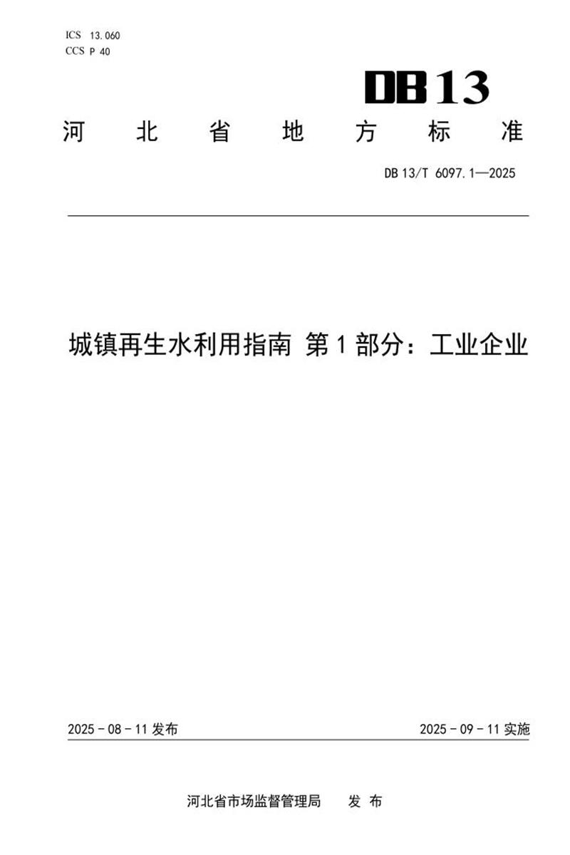 DB13/T  6097.1-2025 城镇再生水利用指南 第1部分：工业企业资源截图