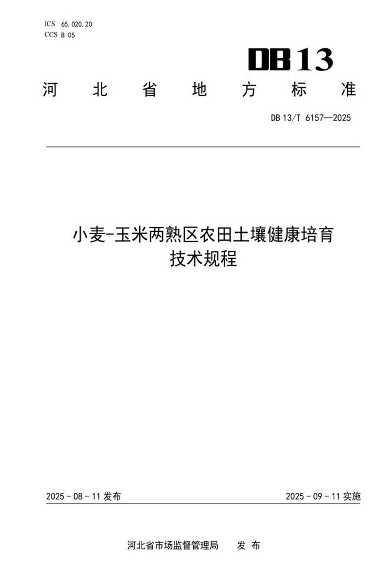 DB13/T  6157-2025 小麦-玉米两熟区农田土壤健康培育技术规程资源截图