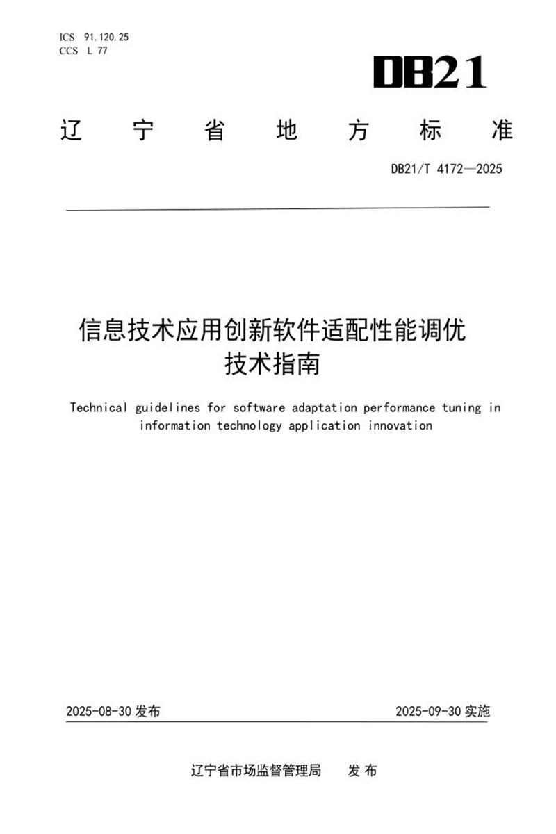 DB21/T 4172-2025 信息技术应用创新软件适配性能调优技术指南资源截图