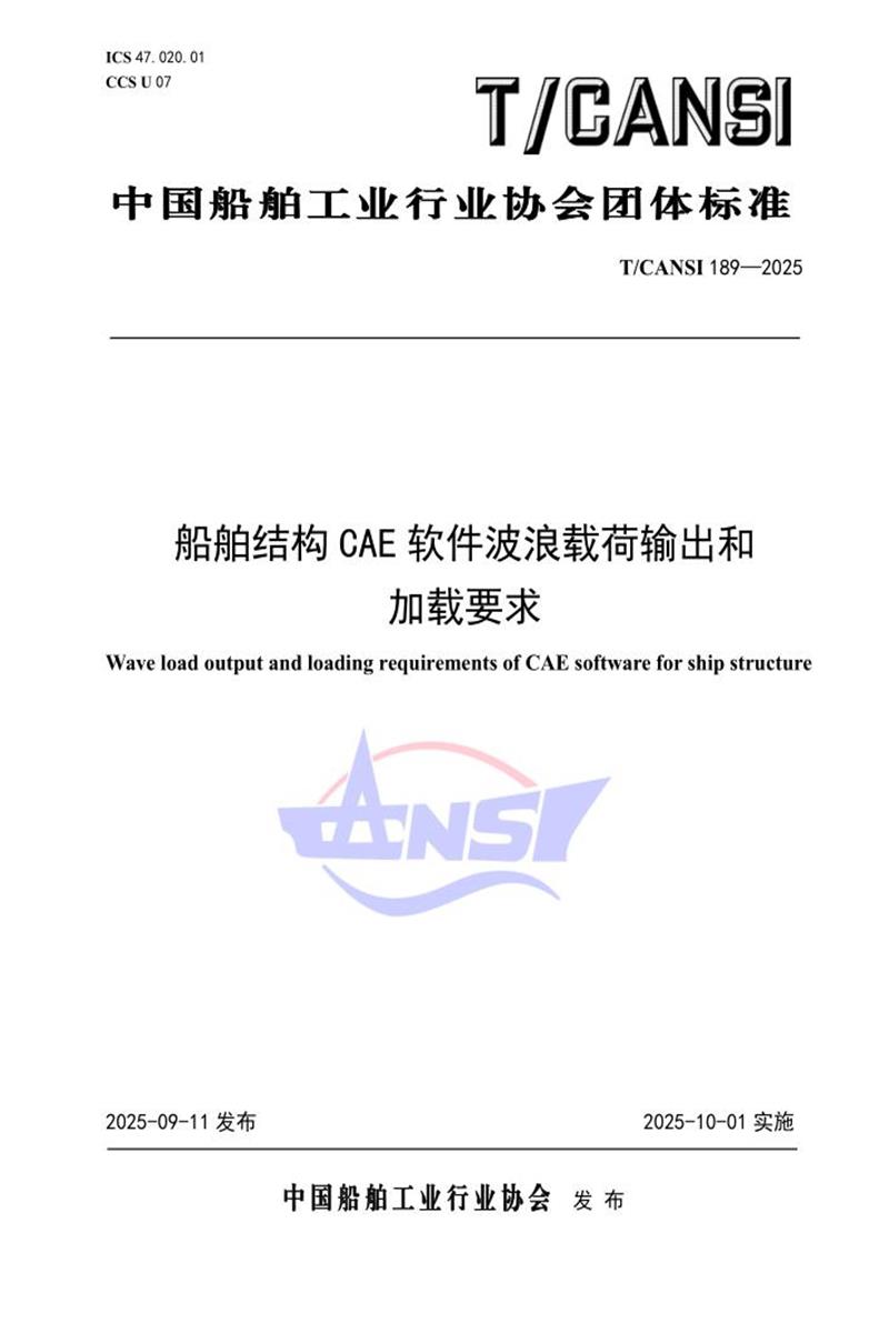T/CANSI 189-2025 船舶结构CAE软件波浪载荷输出和加载要求资源截图