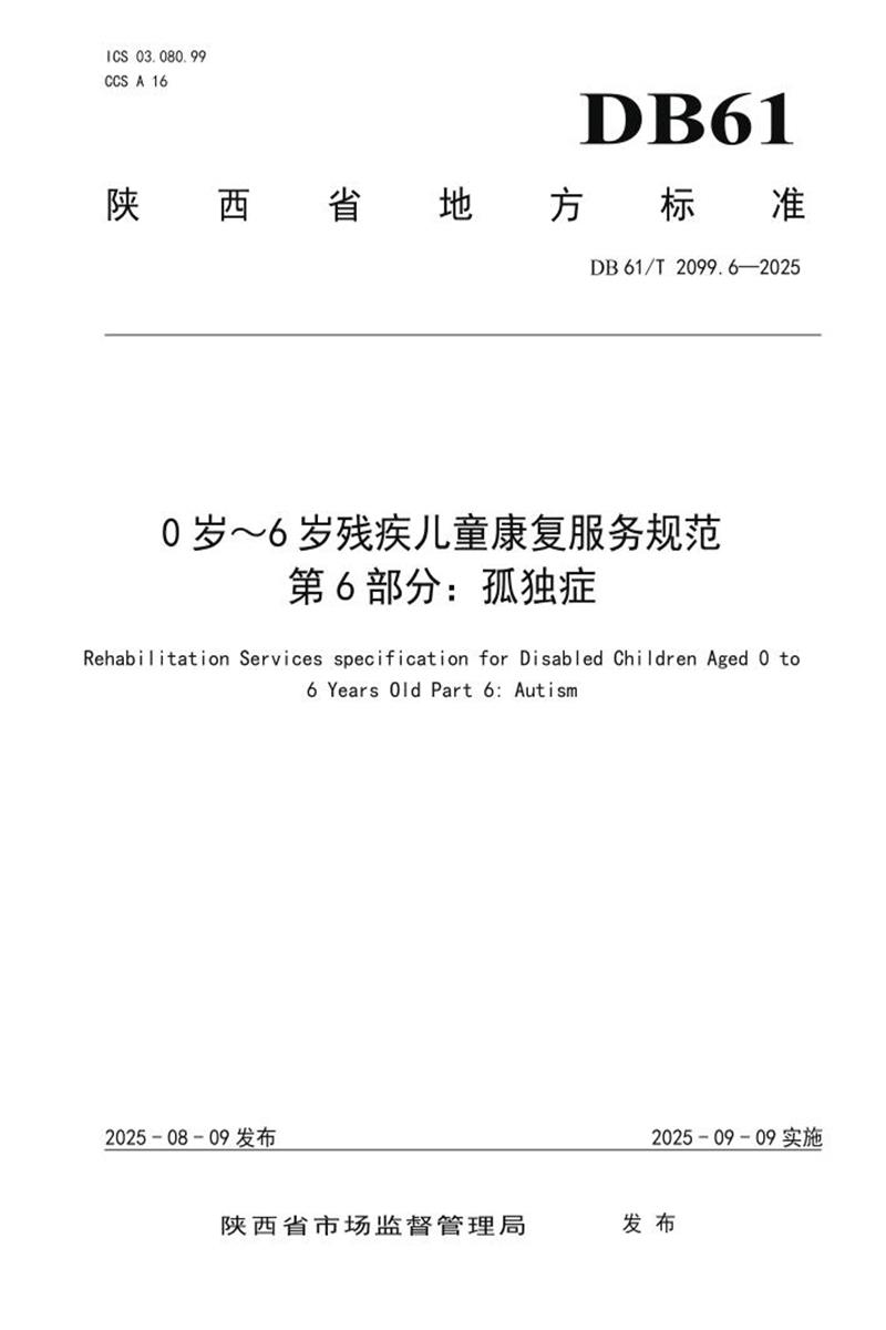 DB61/T 2099.6-2025 0岁～6岁残疾儿童康复服务规范 第6部分：孤独症资源截图