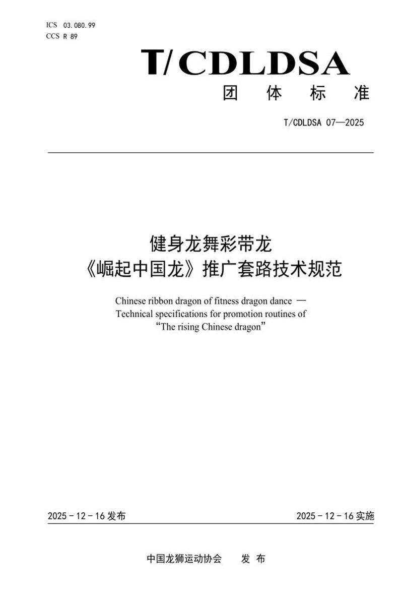 T/CDLDSA 07-2025 健身龙舞彩带龙 崛起中国龙推广套路技术规范资源截图