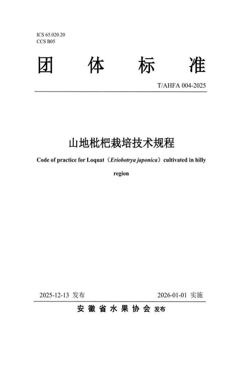 T/AHFA 004-2025 山地枇杷栽培技术规程资源截图