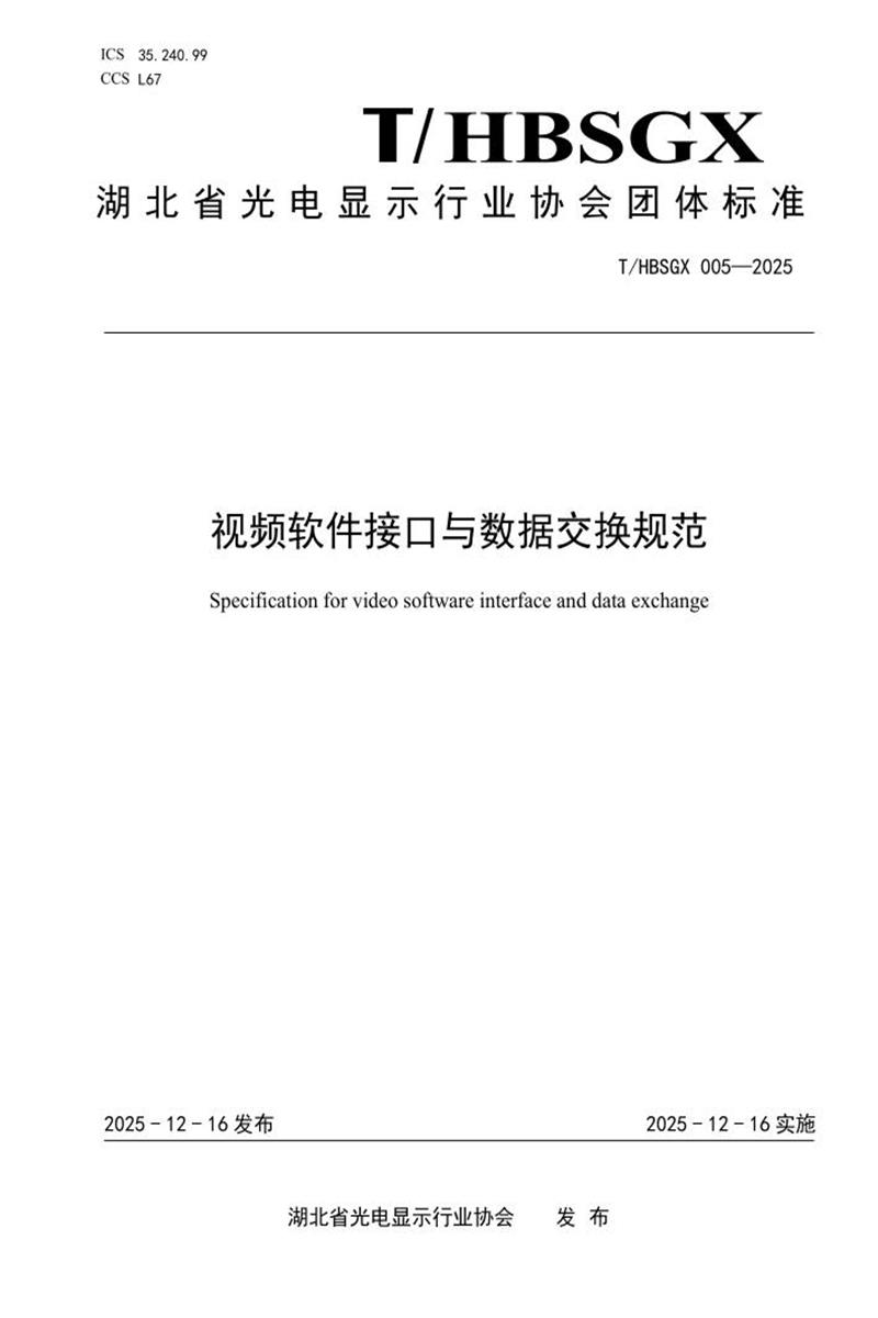 T/HBSGX 005-2025 视频软件接口与数据交换规范资源截图