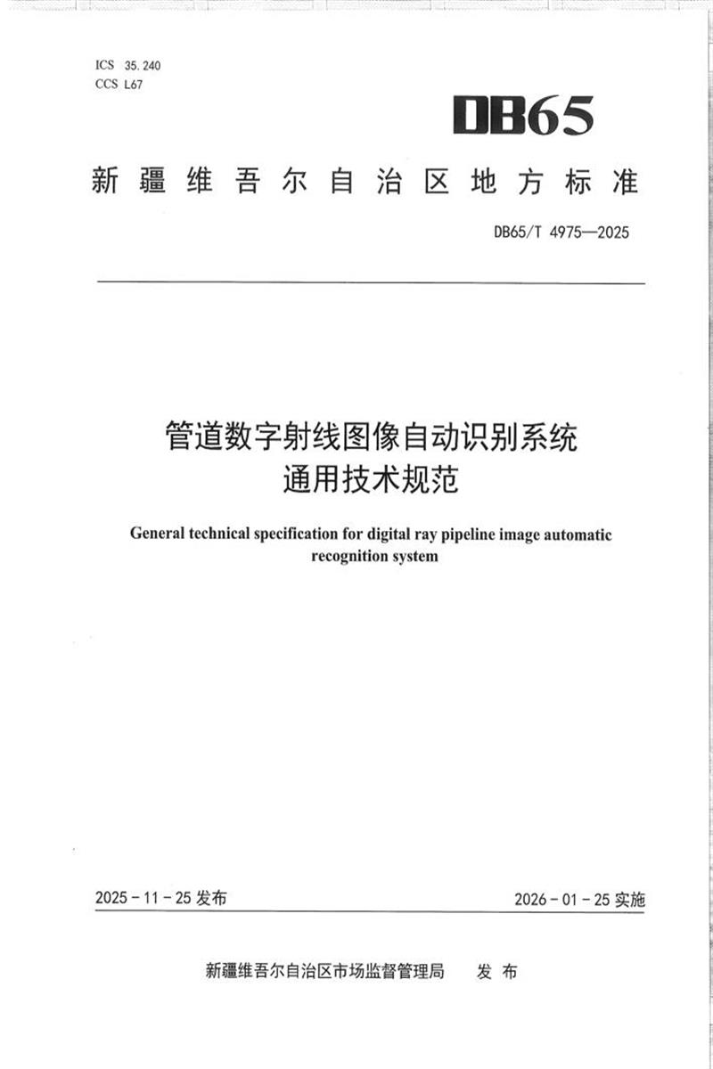 DB65/T 4975-2025 管道数字射线图像自动识别系统通用技术规范资源截图