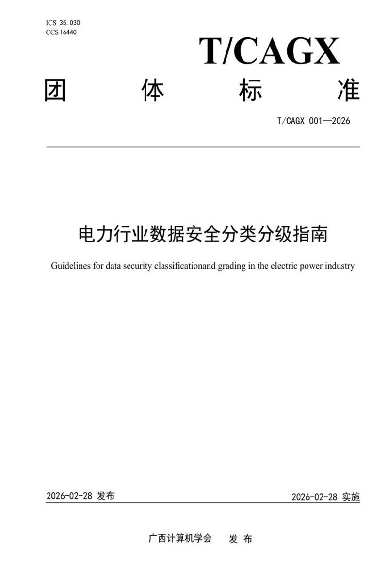 T/CAGX 001-2026 电力行业数据安全分类分级指南资源截图