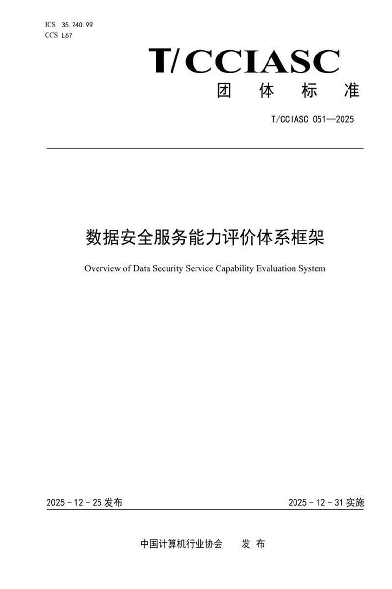 T/CCIASC 0051-2025 数据安全服务能力评价体系框架资源截图