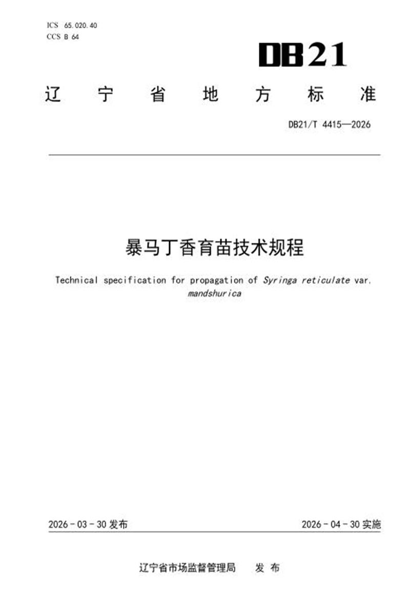 DB21/T 4415-2026 暴马丁香育苗技术规程资源截图