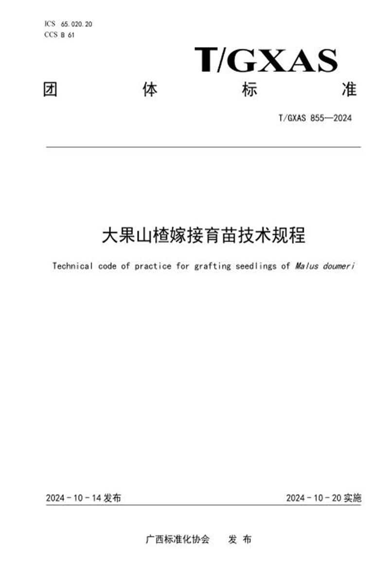 T/GXAS 855-2024 大果山楂嫁接育苗技术规程资源截图
