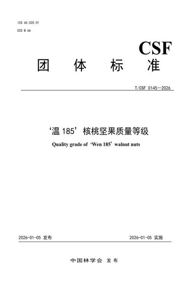 T/CSF 0145-2026 ‘温185’核桃坚果质量等级资源截图