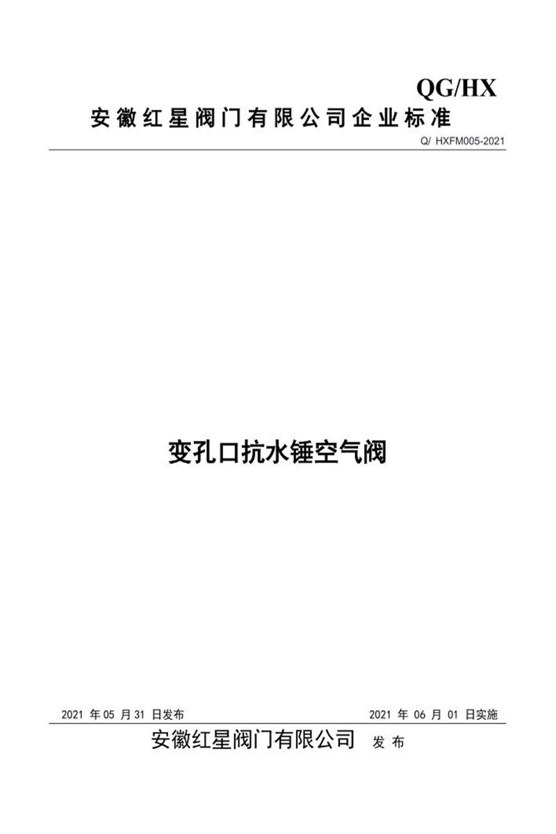 Q/HXFM005-2021 变孔口抗水锤空气阀资源截图