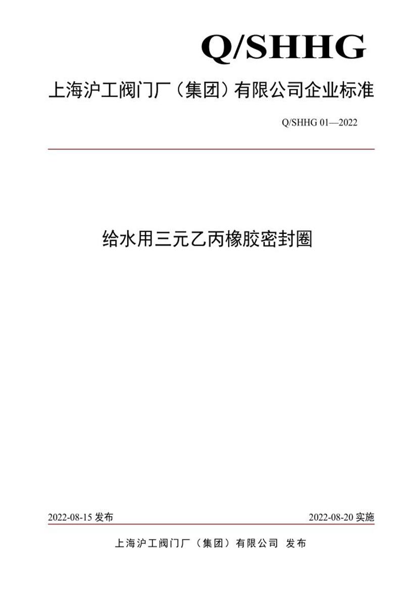Q/SHHG 01-2022 给水用三元乙丙橡胶密封圈资源截图