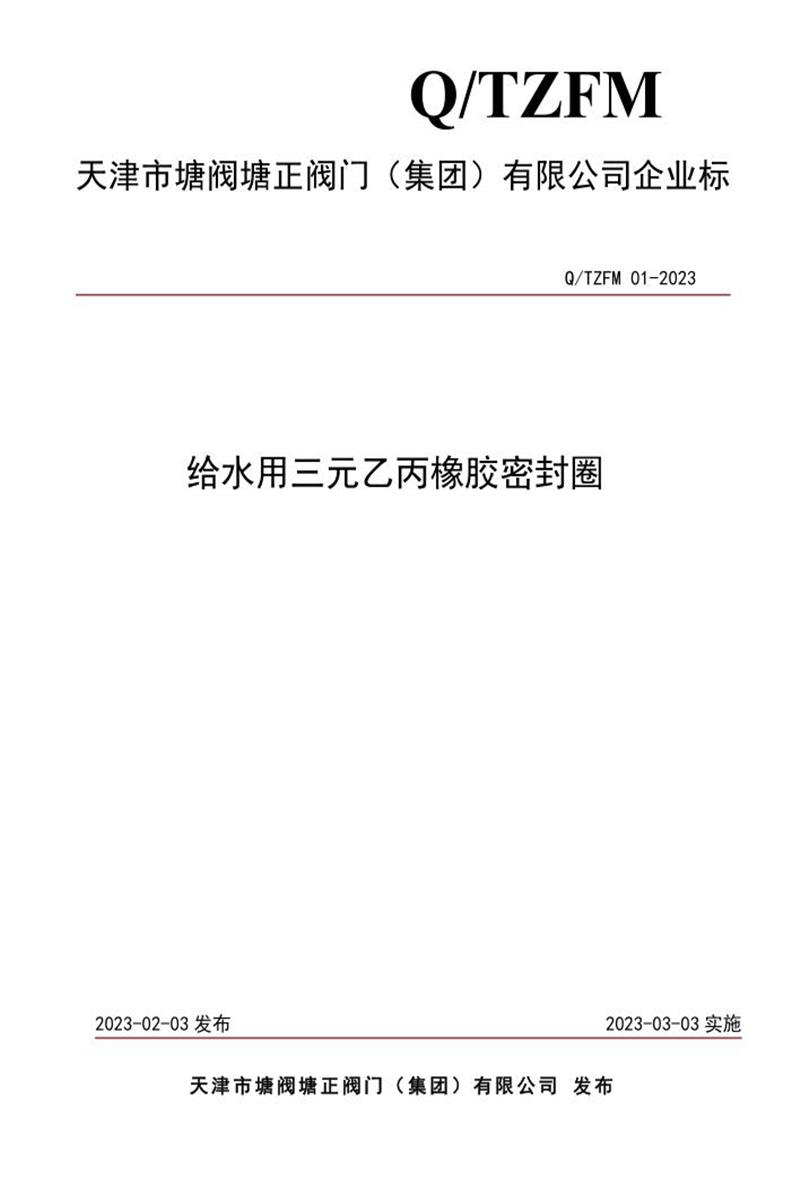 Q/TZFM 01-2023 给水用三元乙丙橡胶密封圈资源截图