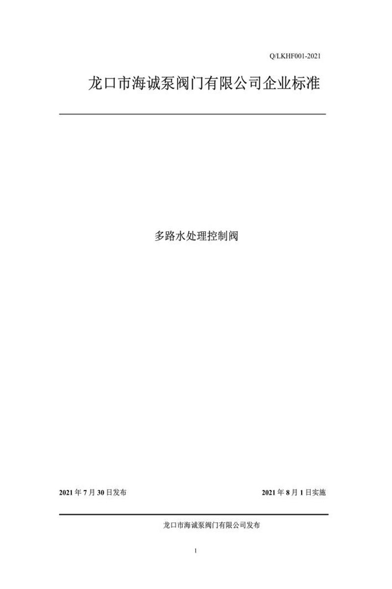 Q/LKHF001-2021 多路水处理控制阀资源截图