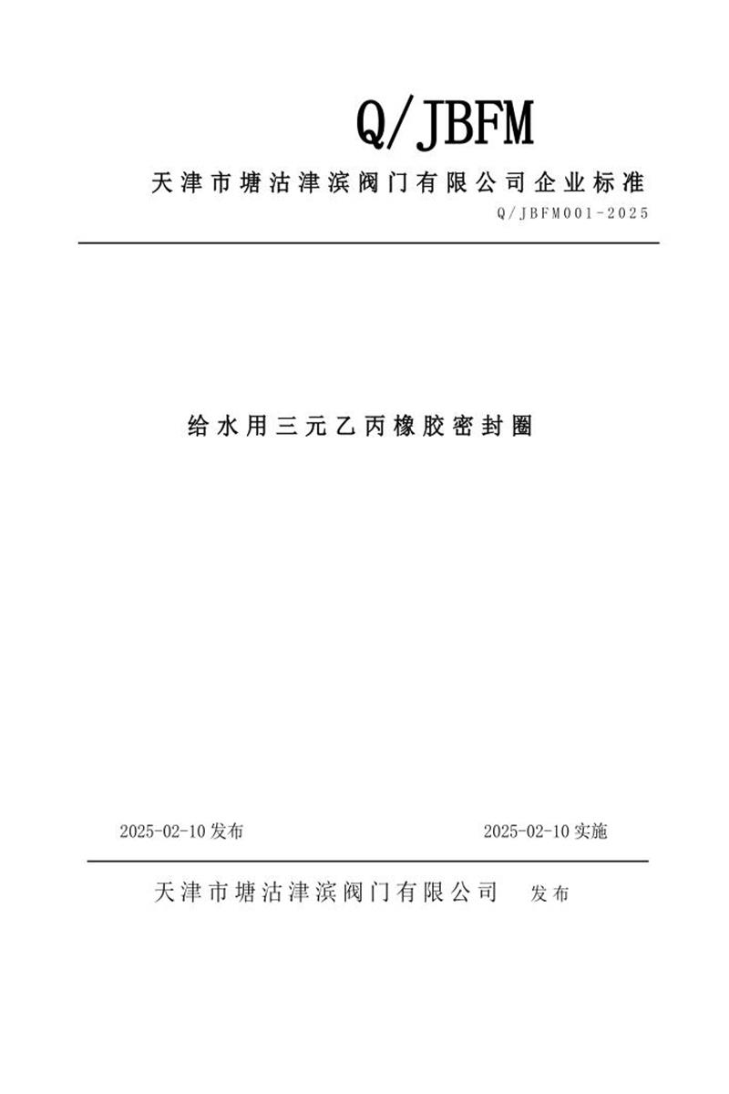 Q/JBFM 001-2025 给水用三元乙丙橡胶密封圈资源截图
