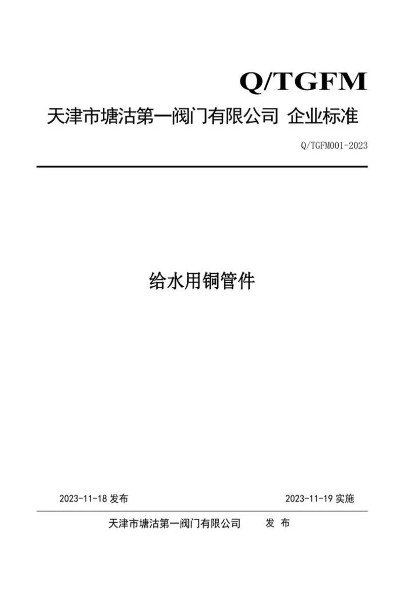 Q/TGFM 001-2023 给水用铜管件资源截图