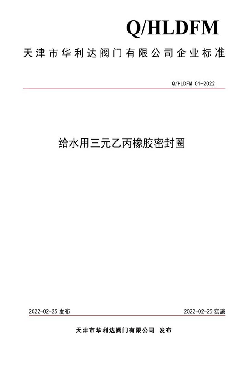 Q/HLDFM 01-2022 给水用三元乙丙橡胶密封圈资源截图