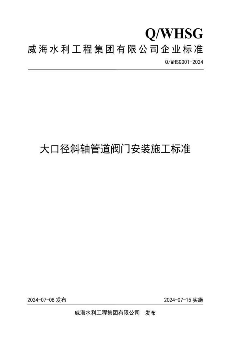 Q/WHSG 001-2024 大口径斜轴管道阀门安装施工标准资源截图