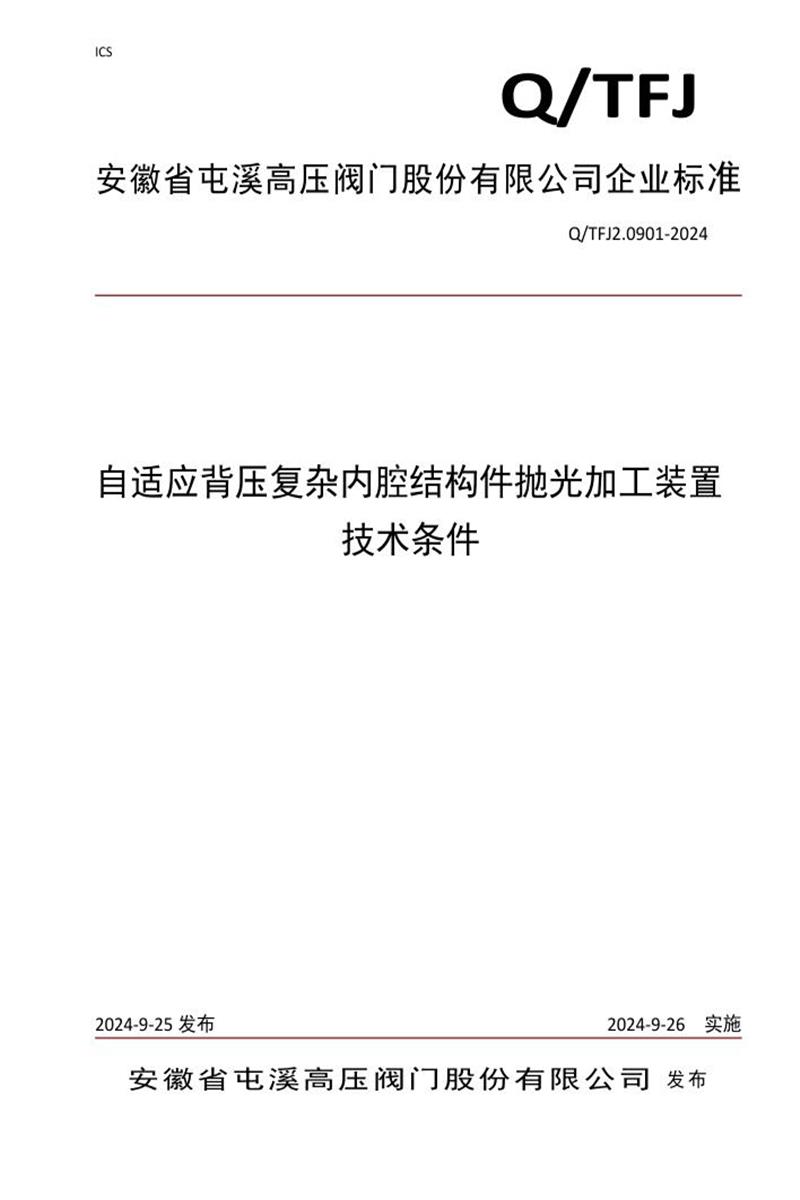 Q/TFJ 2.0901-2024 自适应背压复杂内腔结构件抛光加工装置 技术条件资源截图