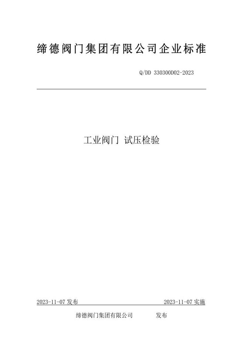 Q/DD 330300D02-2023 工业阀门试压检验资源截图