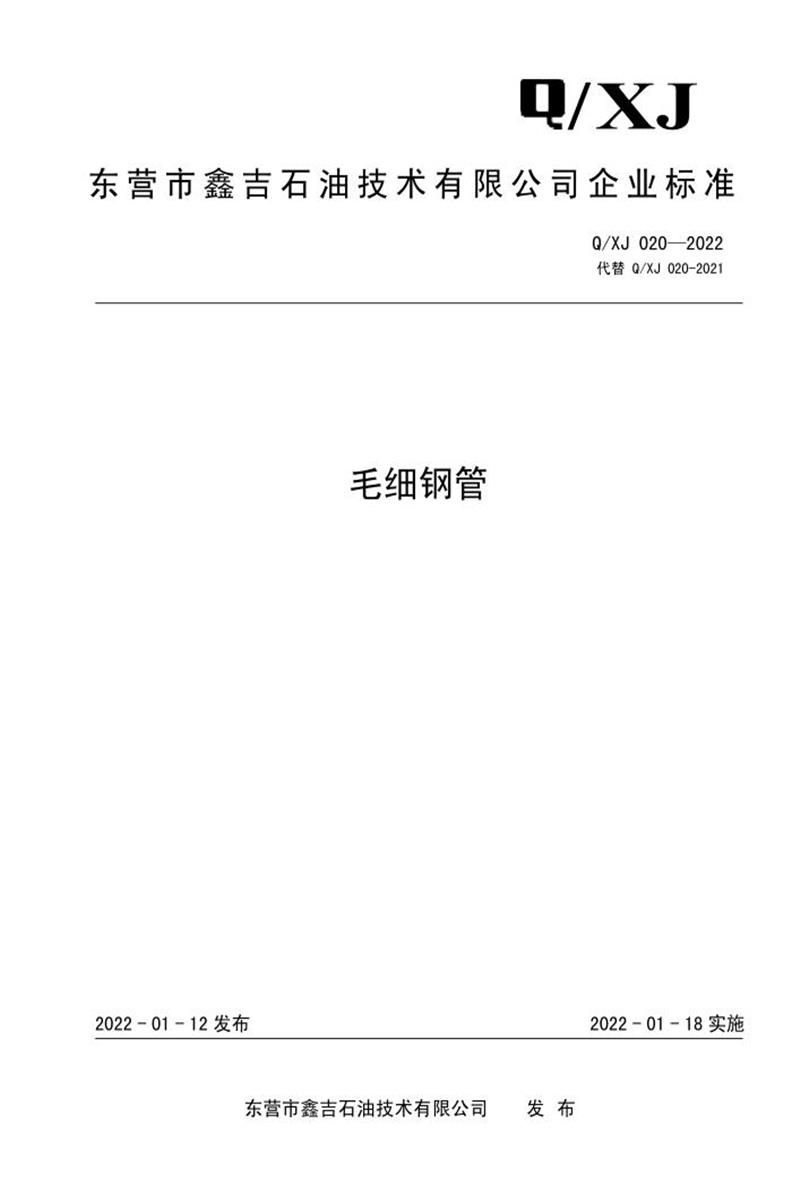 Q/XJ 020-2022 毛细钢管资源截图