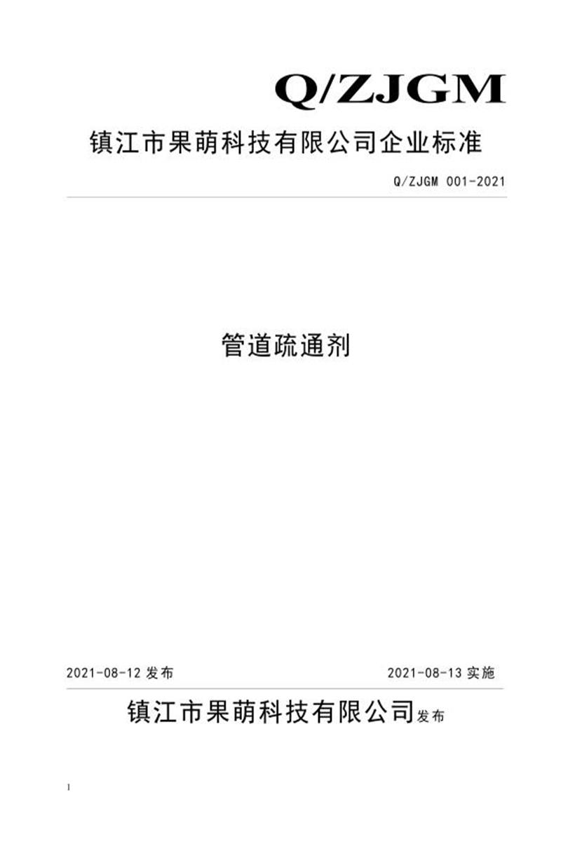 Q/ZJGM 001-2021 管道疏通剂资源截图