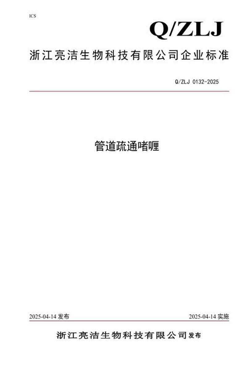 Q/ZLJ 0132-2025 管道疏通啫喱资源截图