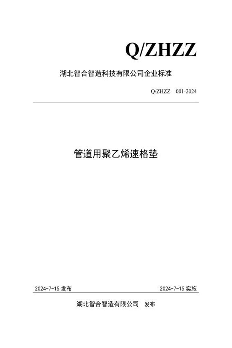 Q/ZHZZ 001-2024 管道用聚乙烯速格垫资源截图
